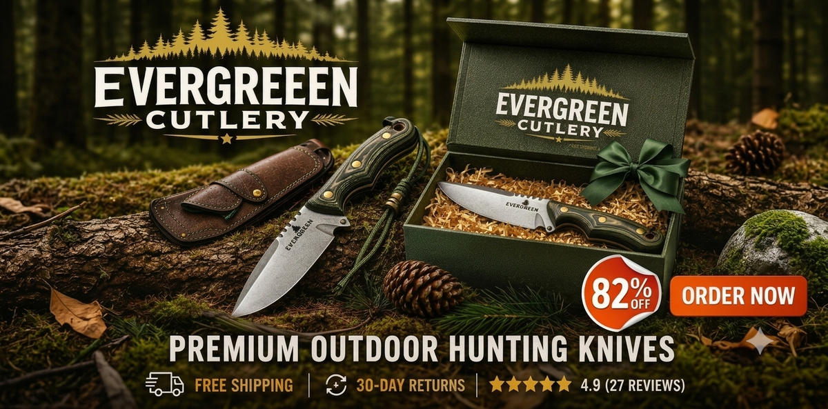 Evergreen Cutlery premium outdoor hunting knives with leather sheath and gift box
