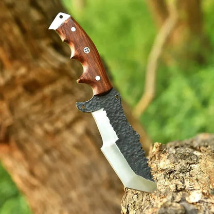 Custom Handmade Carbon Steel Hunting Knife | 10.5” Survival Knife with Wooden Handle
