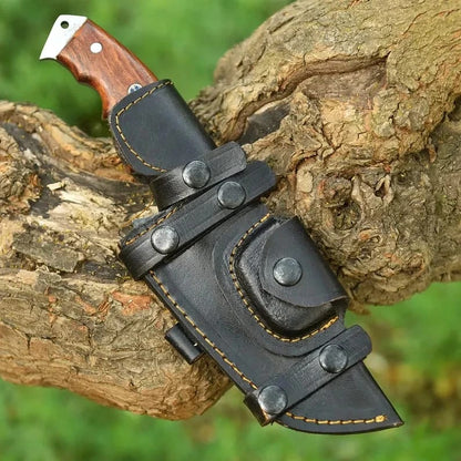 Custom Handmade Carbon Steel Hunting Knife | 10.5” Survival Knife with Wooden Handle