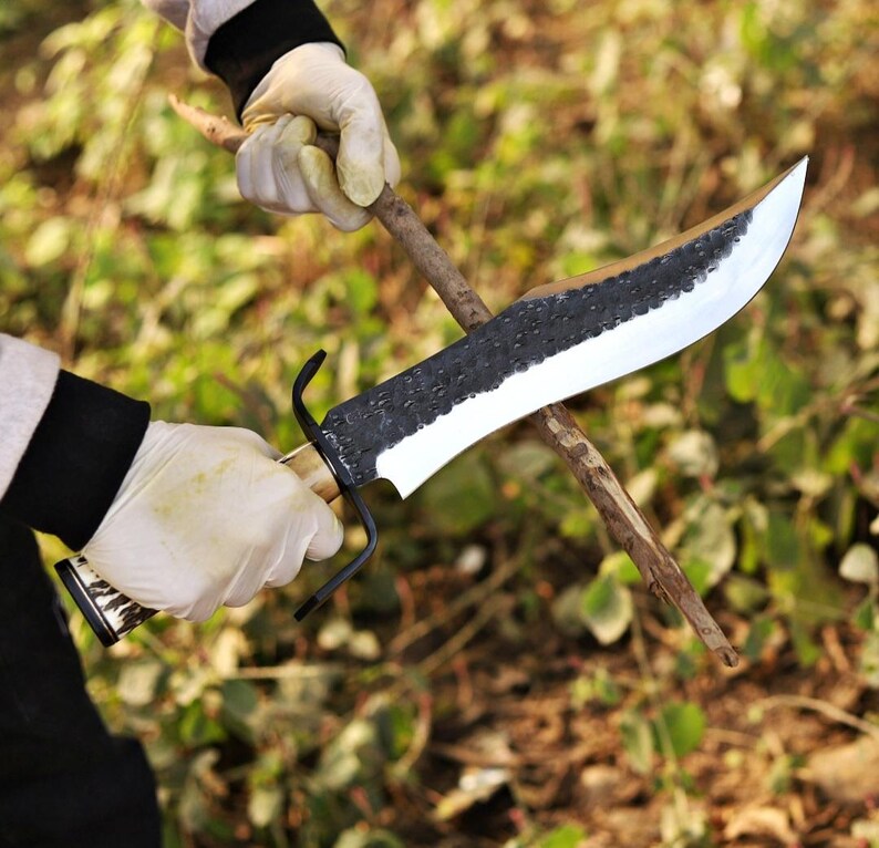 Handmade Forged Bowie Knife with Stag Antler Handle