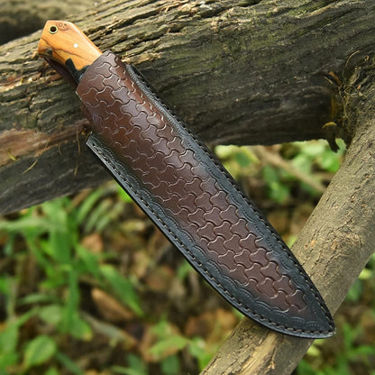 Handmade Damascus Steel Knife with Black Resin Wood Handle