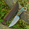 Handmade Damascus Karambit EDC Knife with Pine Cone Resin Handle & Sheath